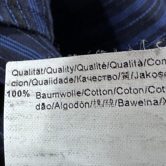 Hugo Boss Shirt Mens 15.5 32/33 Blue Black Pinstripe Long Sleeve Button Front - Picture 9 of 9